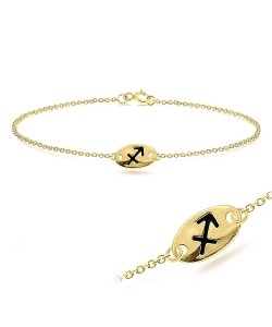 Gold Plated Sagittarius Silver Bracelet BRS-141-GP